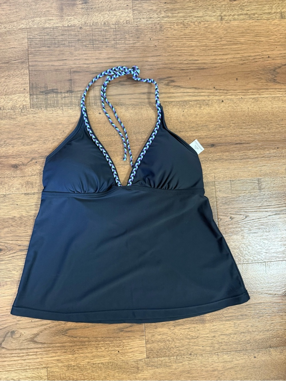 MOSSIMO Dark Gray Swimwear Top with Braided Strap Detail nylon blend women’s L/G